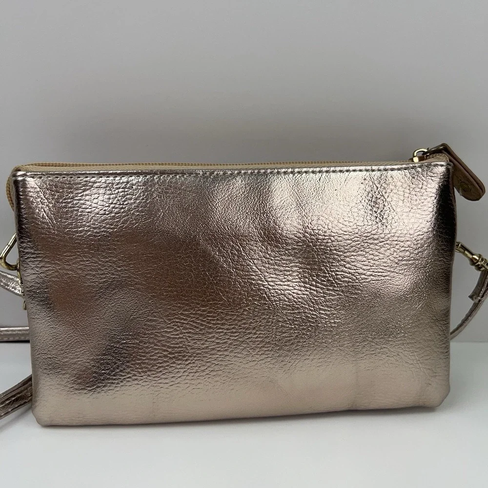 Stone Mountain Crossbody Wallet Bag Faux Leather Purse With Coin Purse Rose Gold